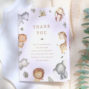 Carte De Remerciements Fête sauvage pour animaux de safari Garçon Baby Sh
