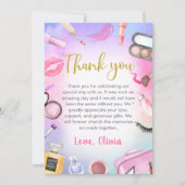 Carte De Remerciements Fête spa Glamor Maquillage Anniversaire (Devant)
