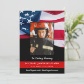 Carte De Remerciements Feu de pompier Mémorial Drapeau américain Funérail (Debout devant)