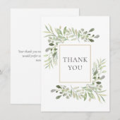 Carte De Remerciements Feuillage élégant de verdure (Devant / Derrière)