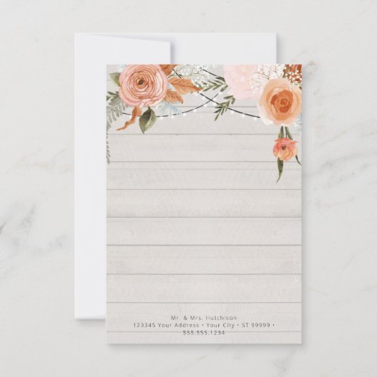 Carte De Remerciements Feuillage Floral Automnal Rustique Géométrique Pho (Dos)