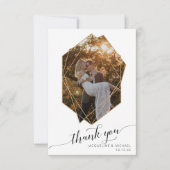 Carte De Remerciements Feuillage Floral Automne Rustique Photo Or Géométr (Devant)