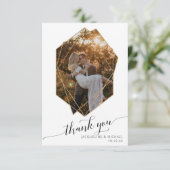 Carte De Remerciements Feuillage Floral Automne Rustique Photo Or Géométr (Debout devant)