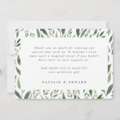 Carte De Remerciements feuillage géométrique aquarelle or (Dos)