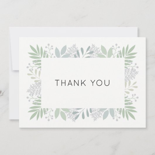 Carte de remerciements feuillage vert - plat 5x7 (Devant)