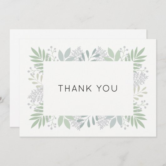 Carte de remerciements feuillage vert - plat 5x7 (Devant / Derrière)