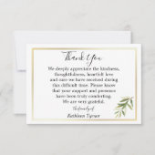 Carte De Remerciements Feuille d'aquarelle simple : célébration de la vie (Devant)