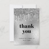 Carte De Remerciements Feuille d'argent d'anniversaire parties scintillan (Devant)