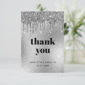 Carte De Remerciements Feuille d'argent d'anniversaire parties scintillan (Debout devant)