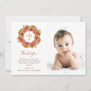 Carte De Remerciements Feuille d'automne du baptême   d'automne et photo