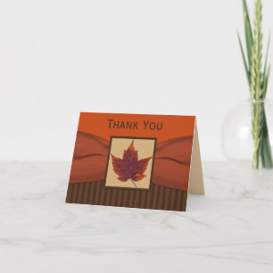 CARTE DE REMERCIEMENTS FEUILLE D'AUTOMNE RUBAN IMP