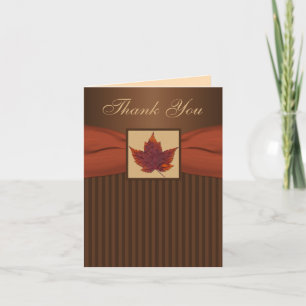 CARTE DE REMERCIEMENTS FEUILLE D'AUTOMNE RUBAN IMP