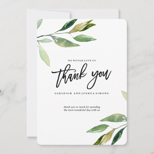 Carte de remerciements Feuille de Bohême (Devant)