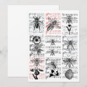 Carte De Remerciements Feuille de fleurs d'abeilles Musique Notes musical (Devant / Derrière)