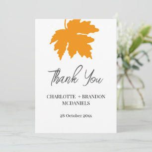 Carte De Remerciements Feuille de Maple d'Automne Jaune Mariage Remerciem
