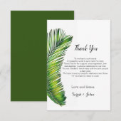 Carte De Remerciements Feuille de verdure sauvage de Palm Tropical (Devant / Derrière)