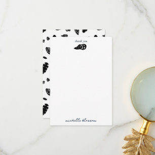 Carte De Remerciements Feuille d'été noir et blanc Tropical Motif
