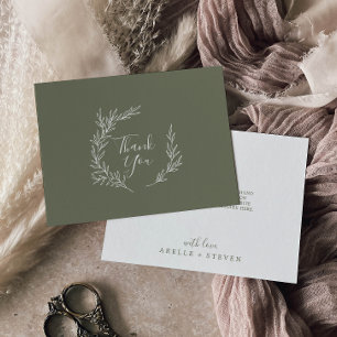 Carte De Remerciements Feuille minimale Plat vert foncé
