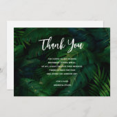 Carte De Remerciements Feuille Motif Mariage vert foncé (Devant / Derrière)