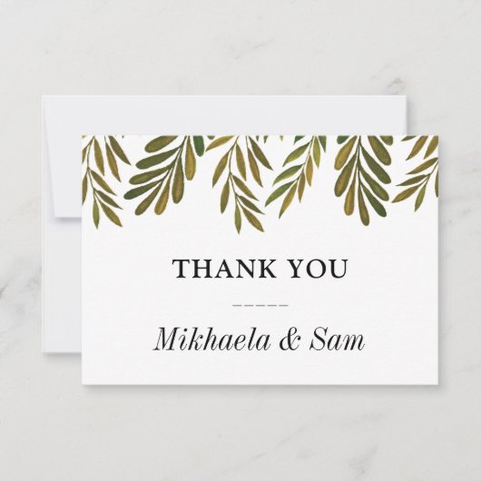 Carte de remerciements feuille peint à la main (Devant)