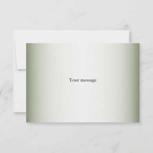 Carte De Remerciements Feuille vert Olive noir Elégant mariage (Dos)