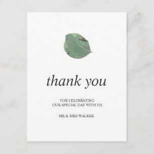 Carte De Remerciements Feuilles aquarelle remerciement de mariage - plat