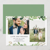 Carte De Remerciements Feuilles botaniques branchés| Deux Mariages photo (Devant / Derrière)