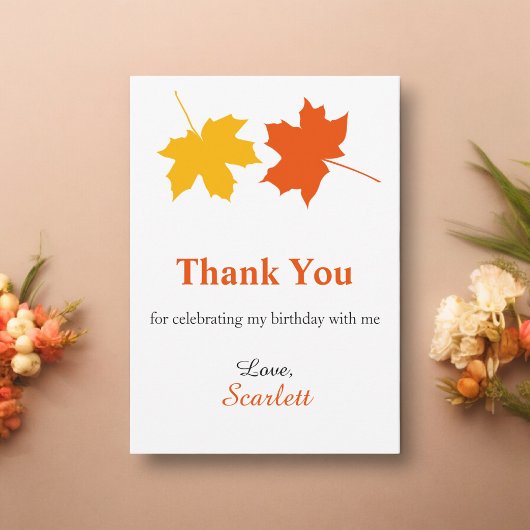 Carte De Remerciements Feuilles d'automne élégantes Automne Floral 60e An