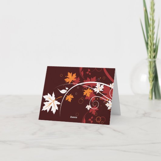 Carte De Remerciements Feuilles d'automne orange rouge blanc remerciement (Dos)