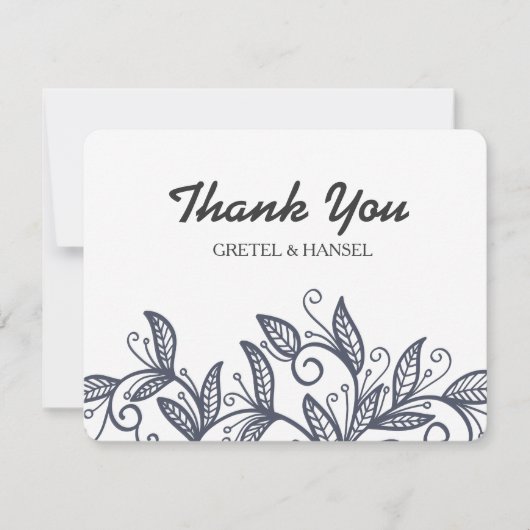 Carte De Remerciements feuilles de doodle (Devant)