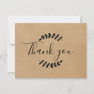 Carte De Remerciements Feuilles de Laurier Kraft Rustique Entreprise