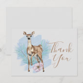 Carte De Remerciements Feuilles de pin de cerf aquarelle (Devant / Derrière)