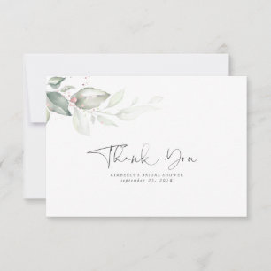 Carte De Remerciements Feuilles de rose en or Remerciement de verdure d'a