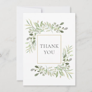 Carte De Remerciements Feuilles de verdure élégantes