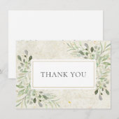 Carte De Remerciements Feuilles de verdure rustique antique (Devant / Derrière)