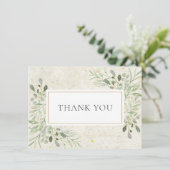 Carte De Remerciements Feuilles de verdure rustique antique (Debout devant)