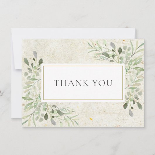 Carte De Remerciements Feuilles de verdure rustique antique (Devant)