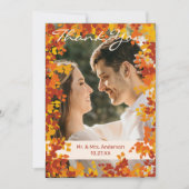 Carte De Remerciements Feuilles d'érable Orange et Automne Terracotta Mar (Devant)