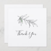 Carte De Remerciements Feuilles d'olive dessinés à la main (Devant / Derrière)