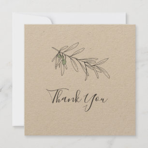 Carte De Remerciements Feuilles d'olive dessinés à la main
