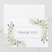 Carte De Remerciements Feuilles Douces Élégantes Remerciements Rustiques (Devant / Derrière)