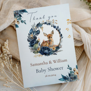 Carte De Remerciements Feuilles floraux blancs de cerfs de bois de Whimsa