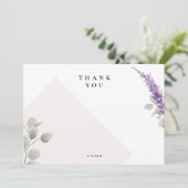 Carte De Remerciements Feuilles modernes Lavender Eucalyptus vierge (Debout devant)