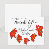 Carte De Remerciements Feuilles rouges, feuilles d'érable, couleurs d'aut (Devant / Derrière)