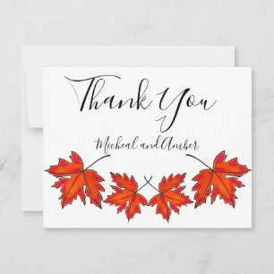 Carte De Remerciements Feuilles rouges, feuilles d'érable, couleurs d'aut