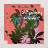 Carte De Remerciements Feuilles Tropicales, seras-tu ma demoiselle d'honn (Devant / Derrière)