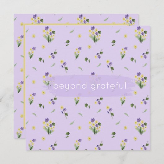 Carte De Remerciements Février Fleurs de naissance Primrose Violet Gratef (Devant / Derrière)