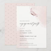 CARTE DE REMERCIEMENTS FIANÇAILLES DE COULEUR D'EAU BLANCHE CUTE INVITATI (Devant / Derrière)