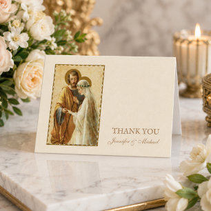 Carte De Remerciements Fiançailles de mariage Mariée Marié Religieux Cath