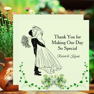 Carte De Remerciements Fiançailles Florales Vert Pâle Photo Carrée